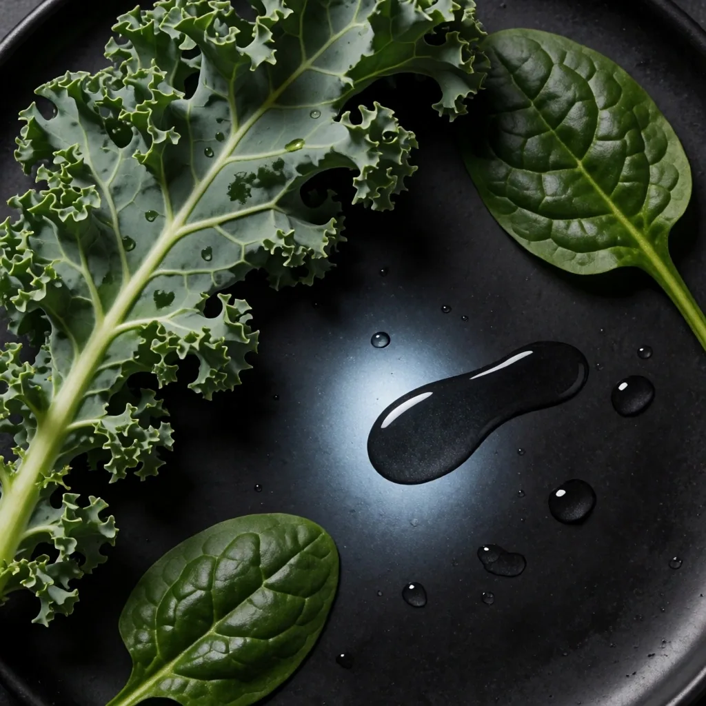 Fresh leafy greens under directional lighting