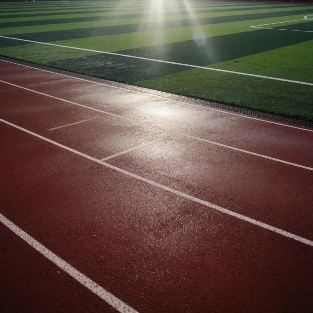 Slovenj Gradec sports field in humid midday heat