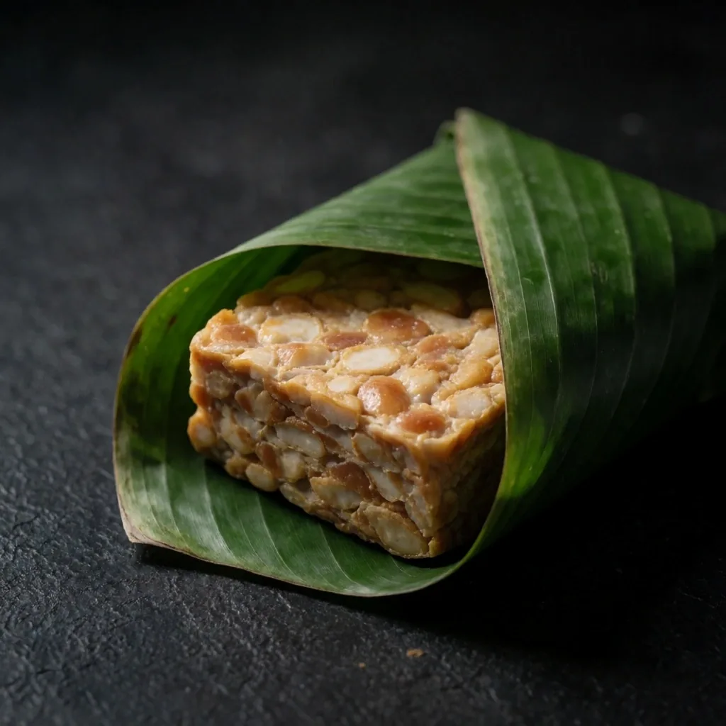 Close-up of fresh tempeh on a dark surface, representing functional whole-food nutrition